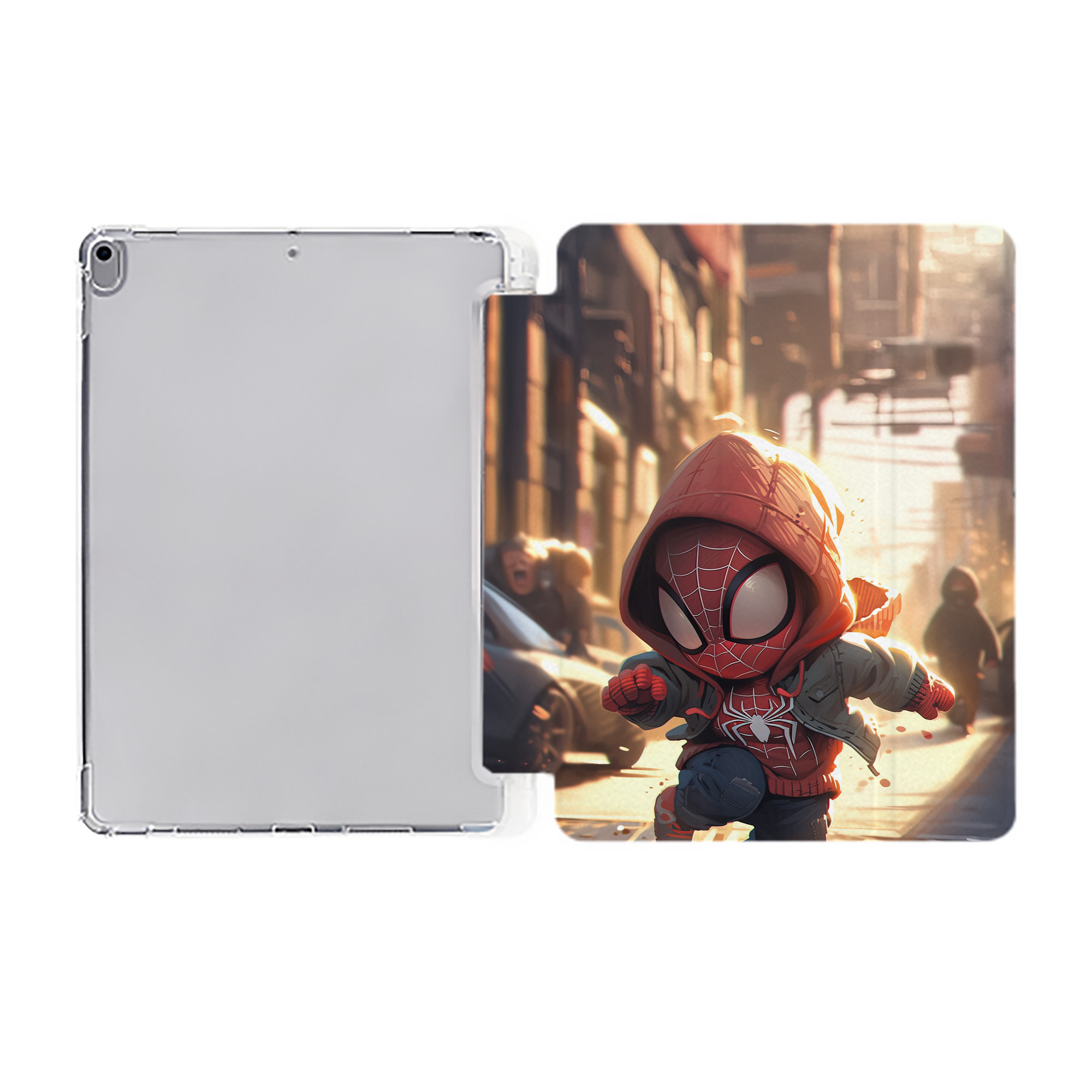 （画像用） Spider Man スパイダーマン IPad ケース ペン収納付き 三つ折りスタンド PUレザー×シリコン 対応機種9.5/10.5/10.9インチ